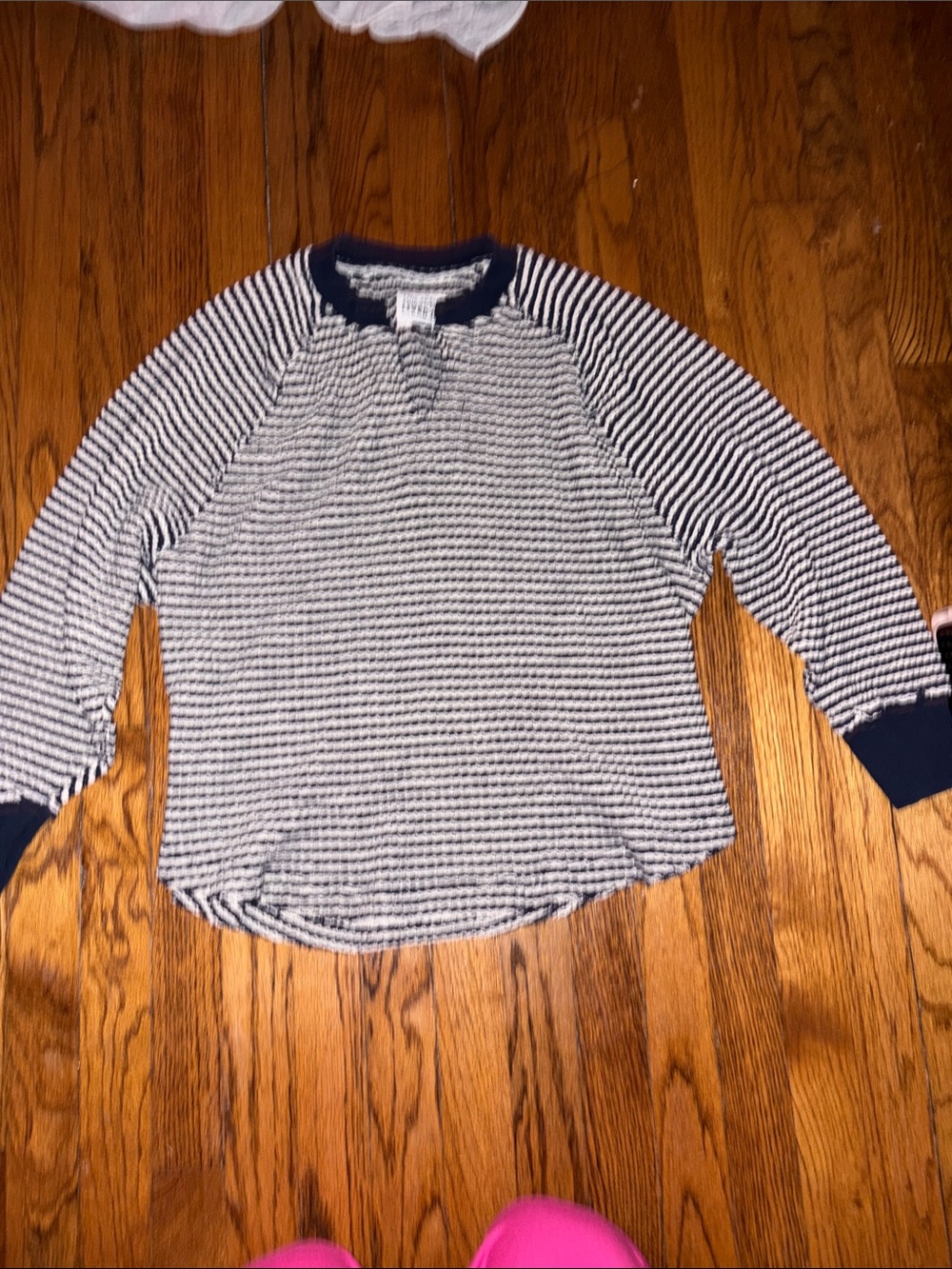 American Eagle Outfitters Navy and White Striped Raglan Sweatshirt